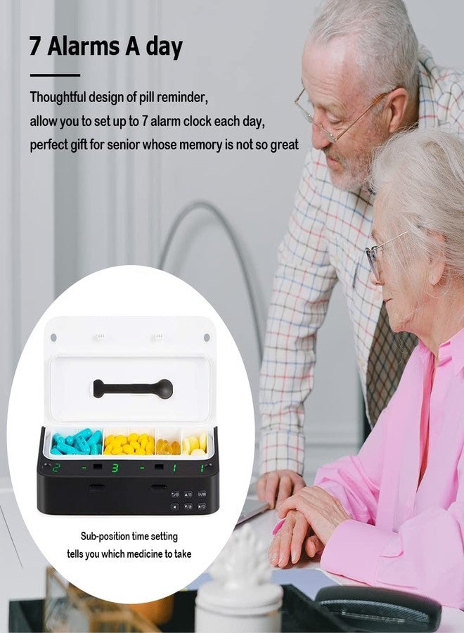 ipalmay Pill Dispenser with Alarm, Daily Medicine Pill Organizer with up to 7 Alarms A Day,Smart Pill Box 6 Compartments, Pill Reminder for Elderly,White (White) - Image 4